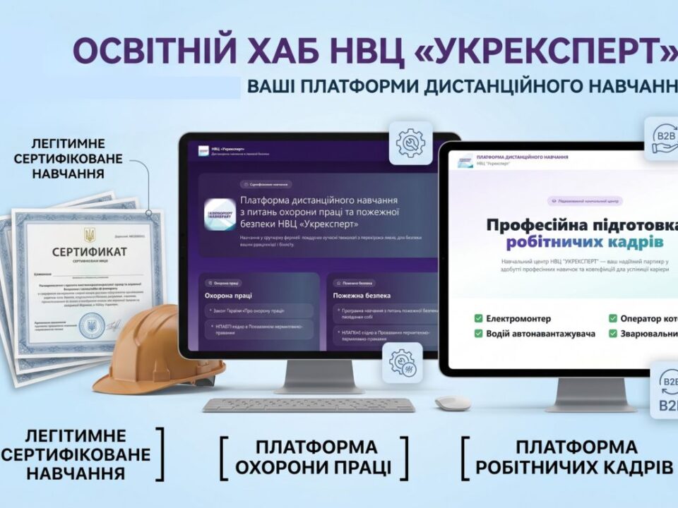 Освітній хаб НВЦ «Укрексперт» — дві платформи дистанційного навчання з охорони праці та професійної підготовки
