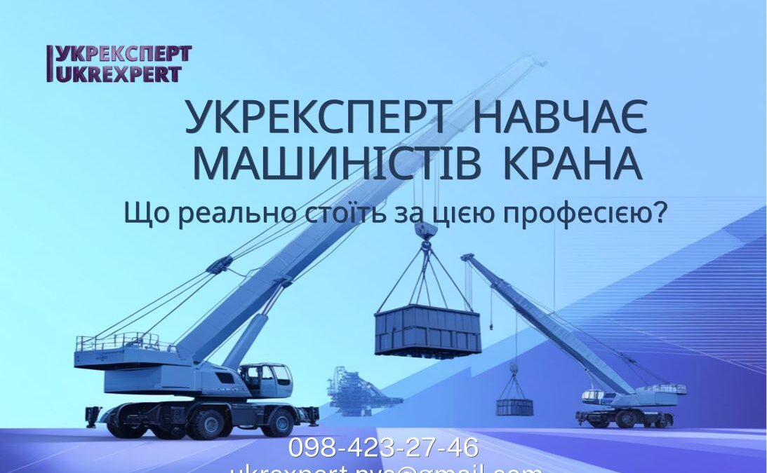 НВЦ «Укрексперт» проводить навчання машиністів крана (кранівників) за ліцензованою програмою. Охорона праці, вимоги, посвідчення та допуск до роботи.