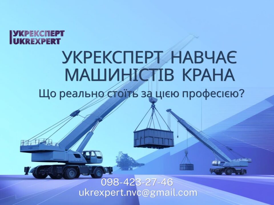 НВЦ «Укрексперт» проводить навчання машиністів крана (кранівників) за ліцензованою програмою. Охорона праці, вимоги, посвідчення та допуск до роботи.